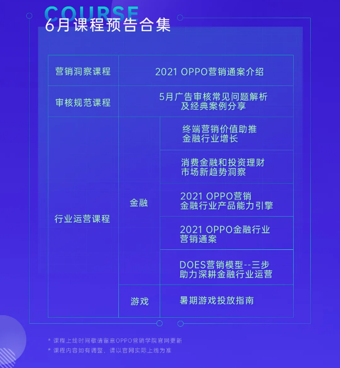 OPPO6月课程预览